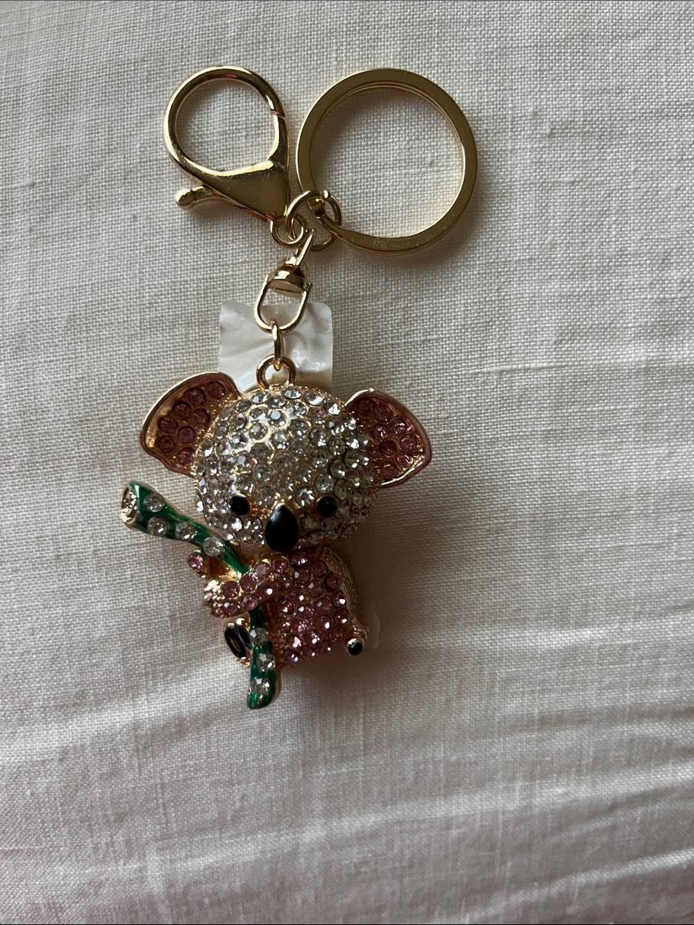 Crystal Koala Keychain Card Holder Charm - Pink & Gold
